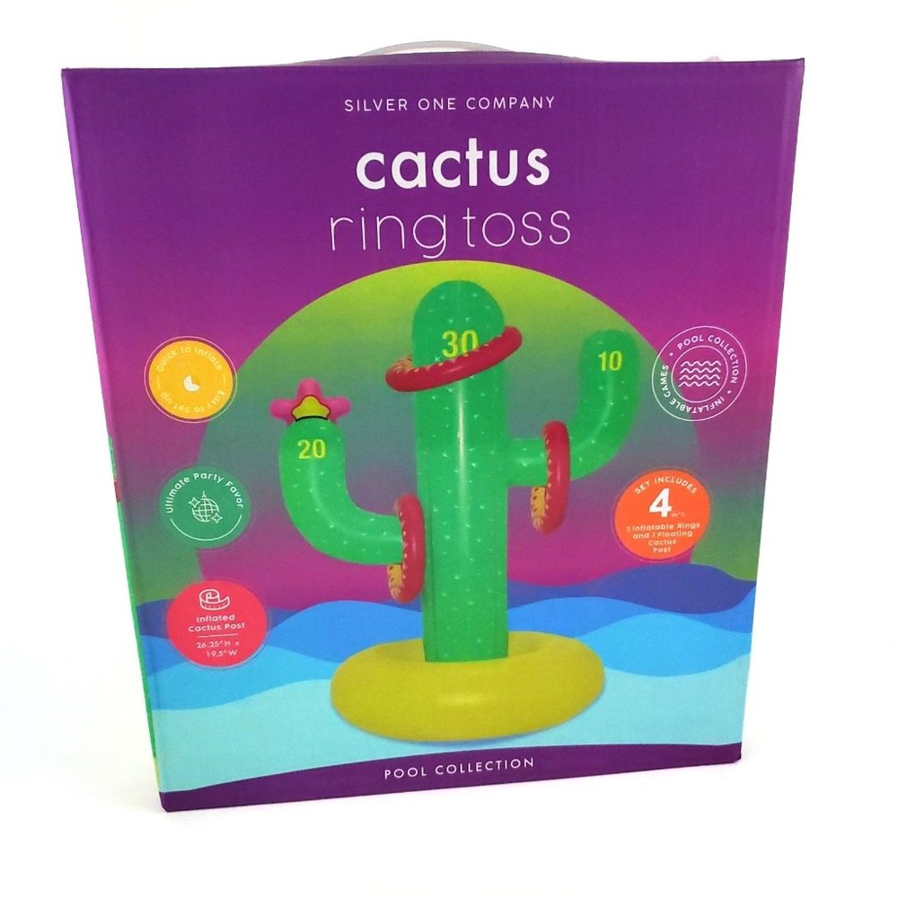 Pool Game Cactus Ring Toss Inflatable 26 inches Tall NEW! 🌵 POOL PARTY FUN! 🌵